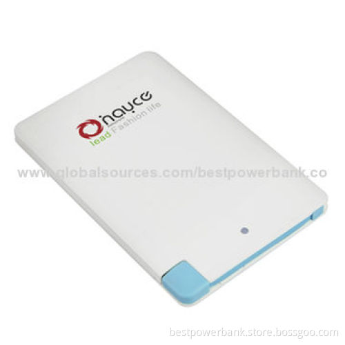 Business Card Power Banks with Micro USB Cable, 2,500mAh Lithium Polymer BatteryNew